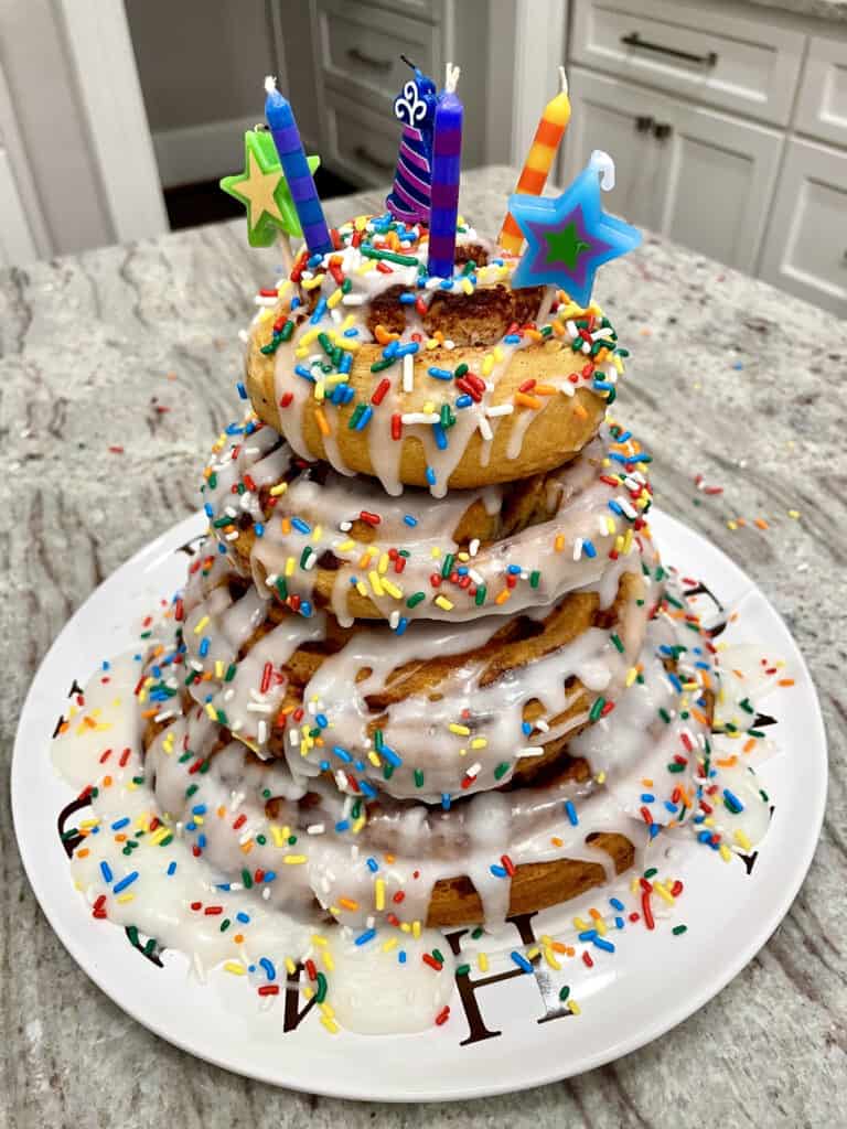 Cinnamon Roll Birthday Cake The BakerMama