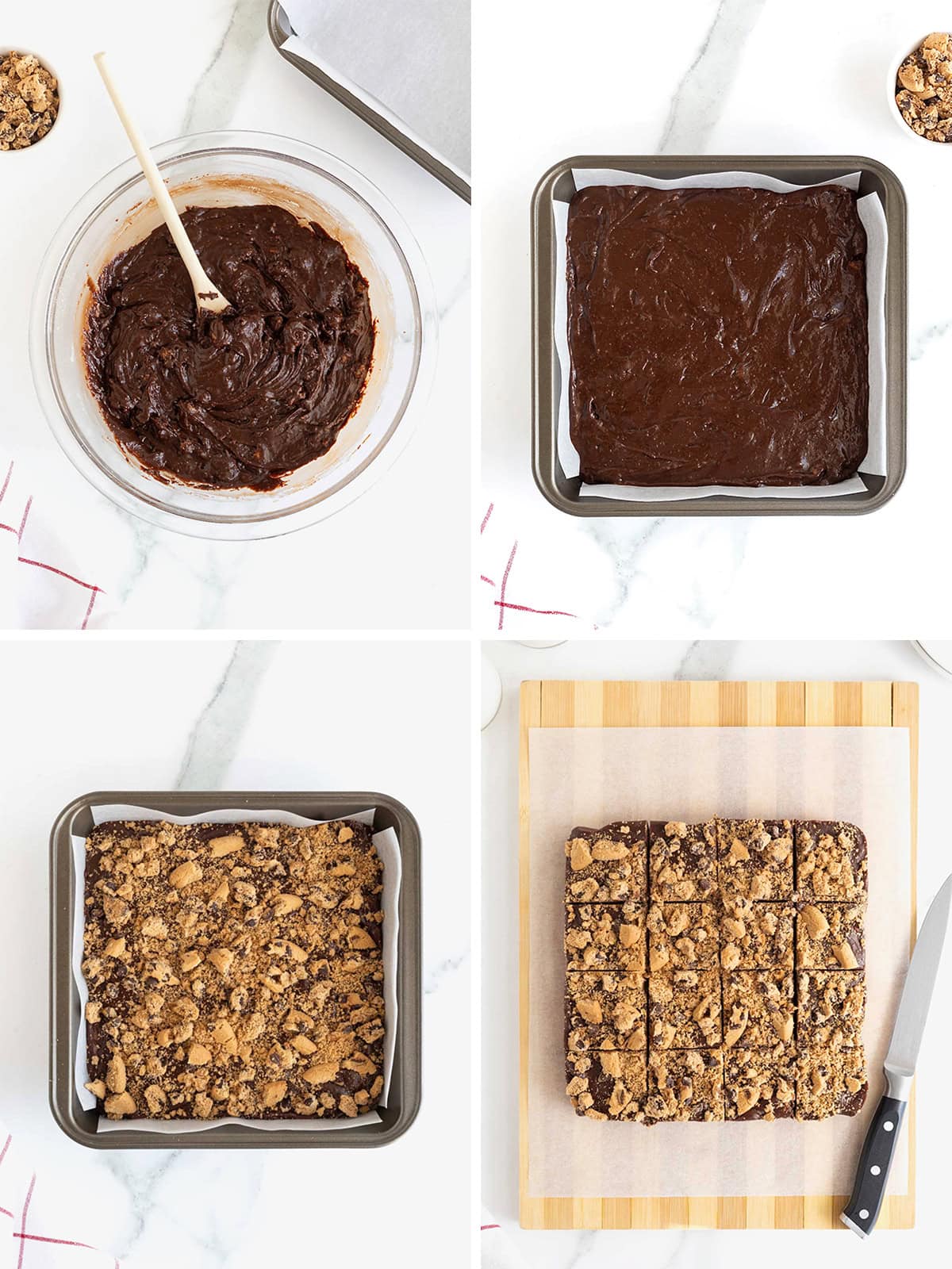 Steps to make chocolate chip cookie fudge.