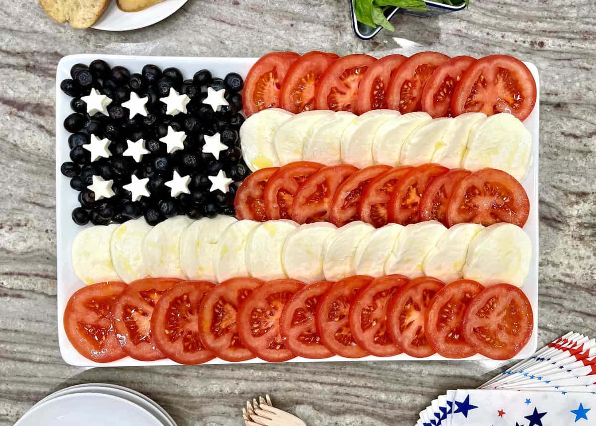 American Flag Caprese Salad by The BakerMama