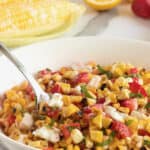 Grilled Corn Salad with Strawberries, Feta & Mint
