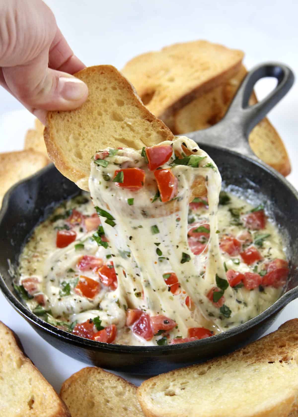 Skillet Caprese Dip by The BakerMama