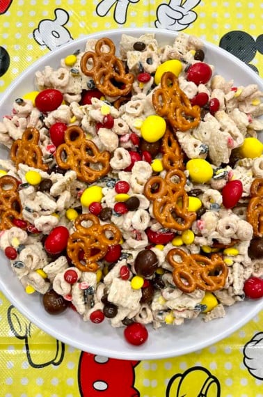 A bowl of Mickey Snack Mix by The BakerMama