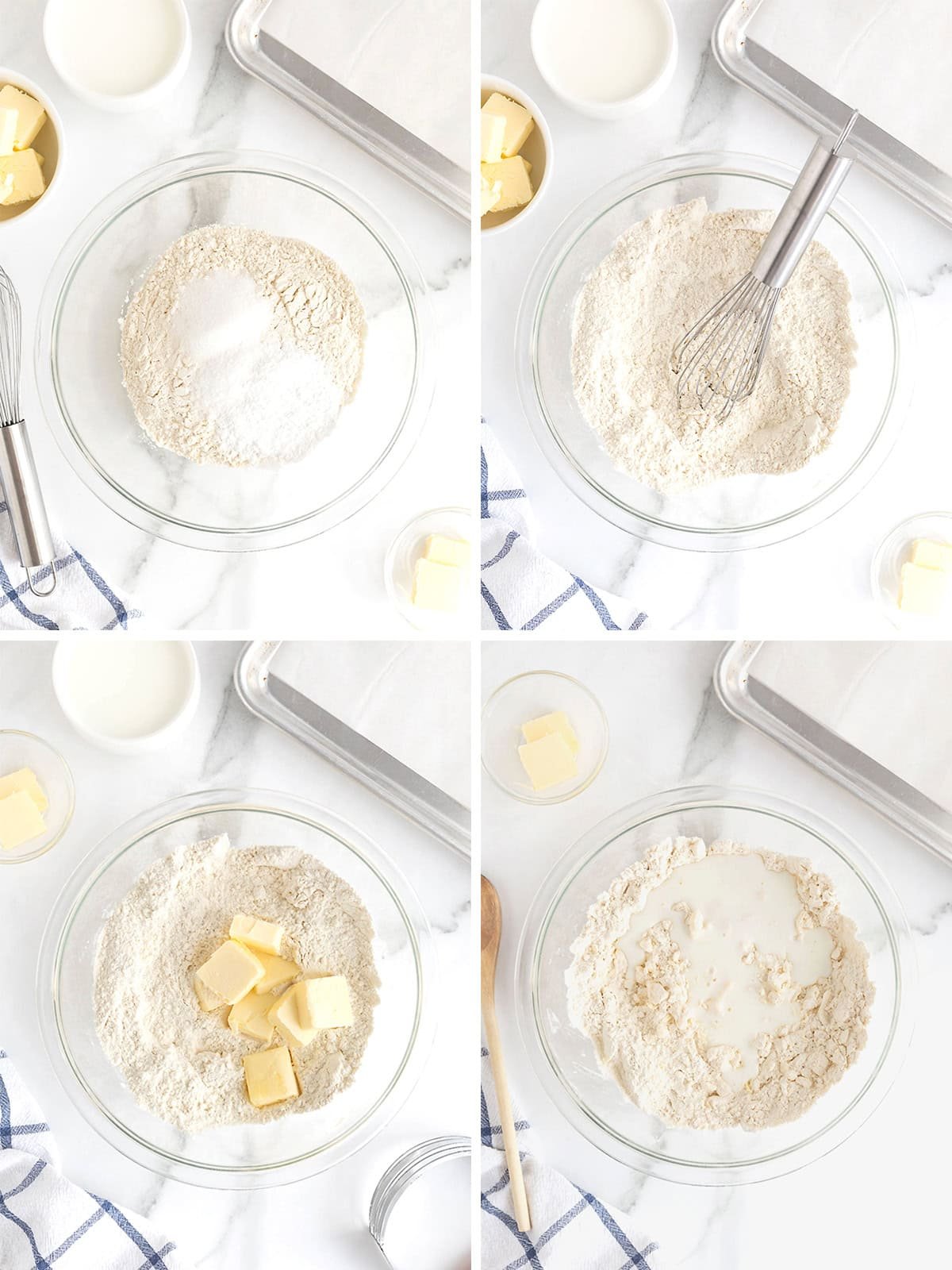 Steps to make homestyle buttermilk biscuits.
