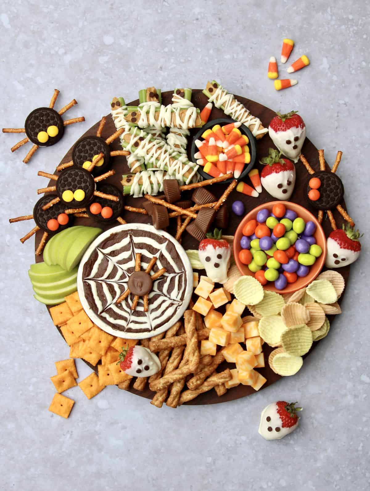 Kid-Friendly Halloween Snack Board by The BakerMama