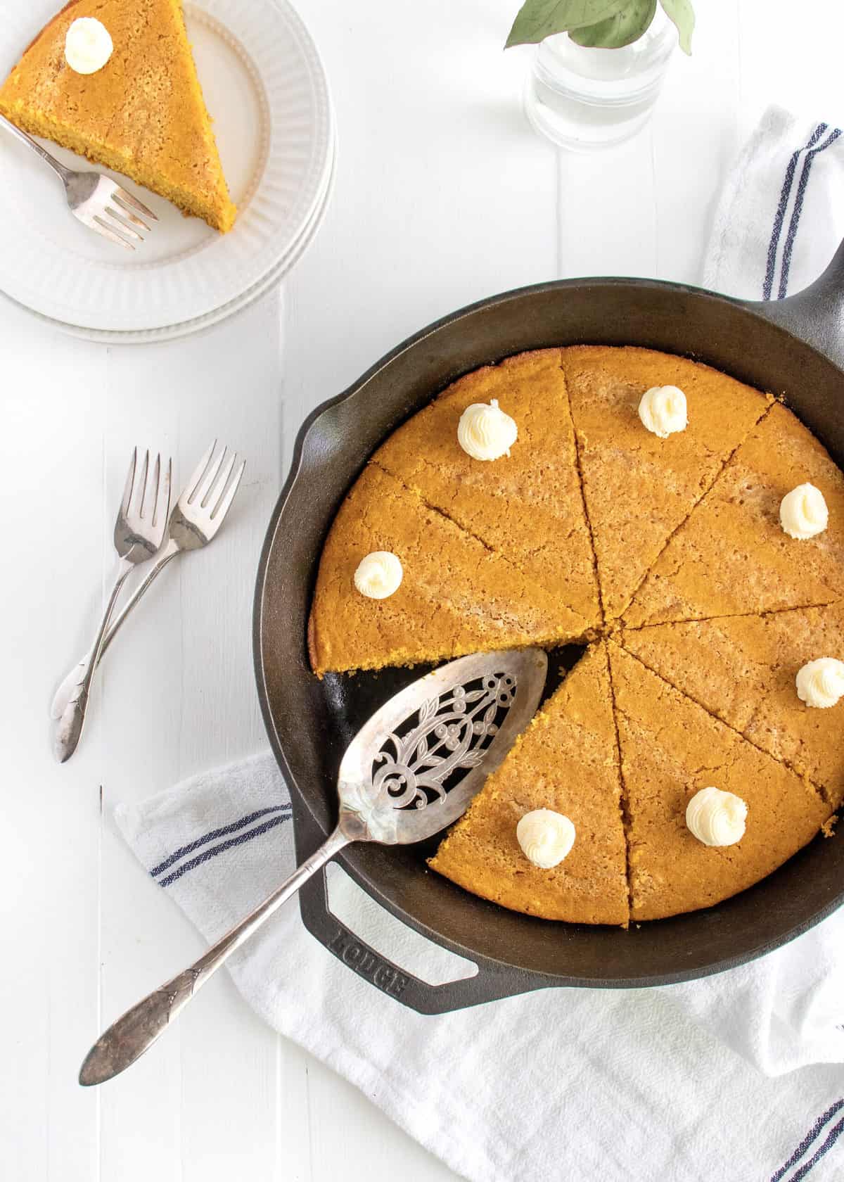 Pumpkin Cornbread Made in Cast Iron Skillet - Tender, Delicious Fall Fave!