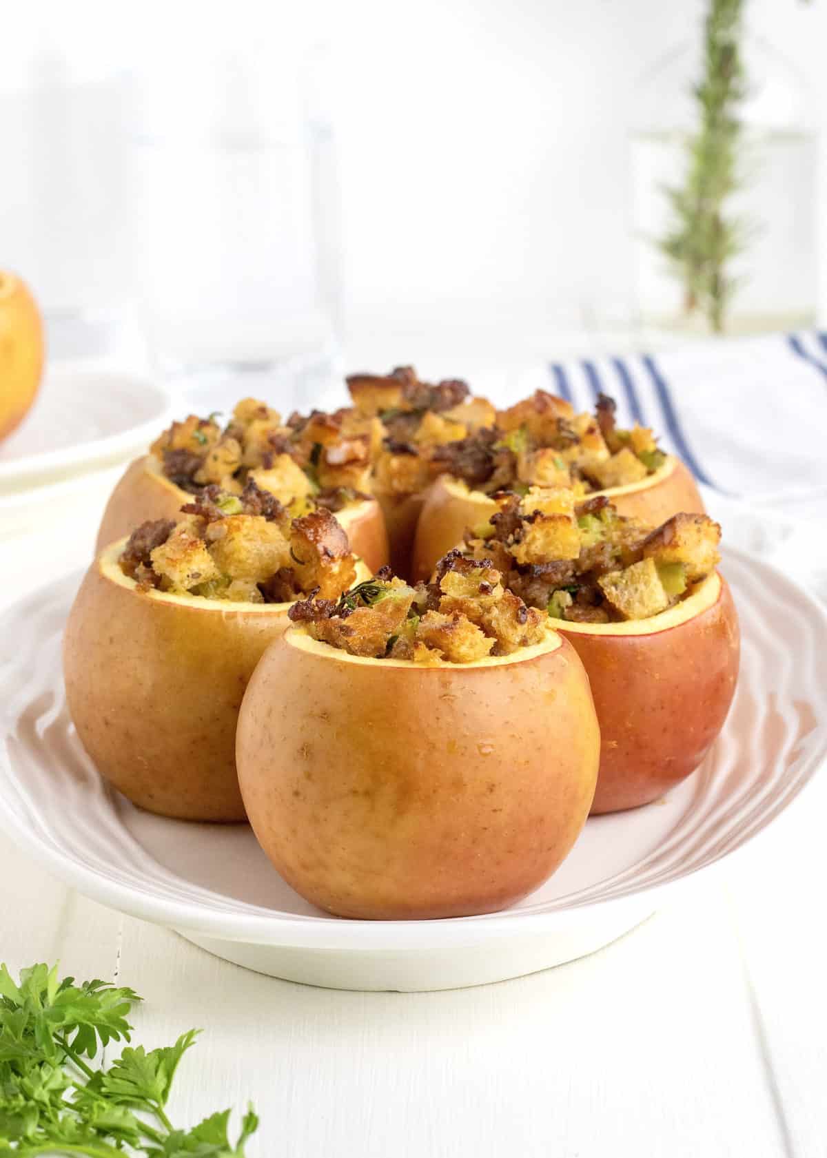 Sausage Dressing Stuffed Baked Apples by The BakerMama