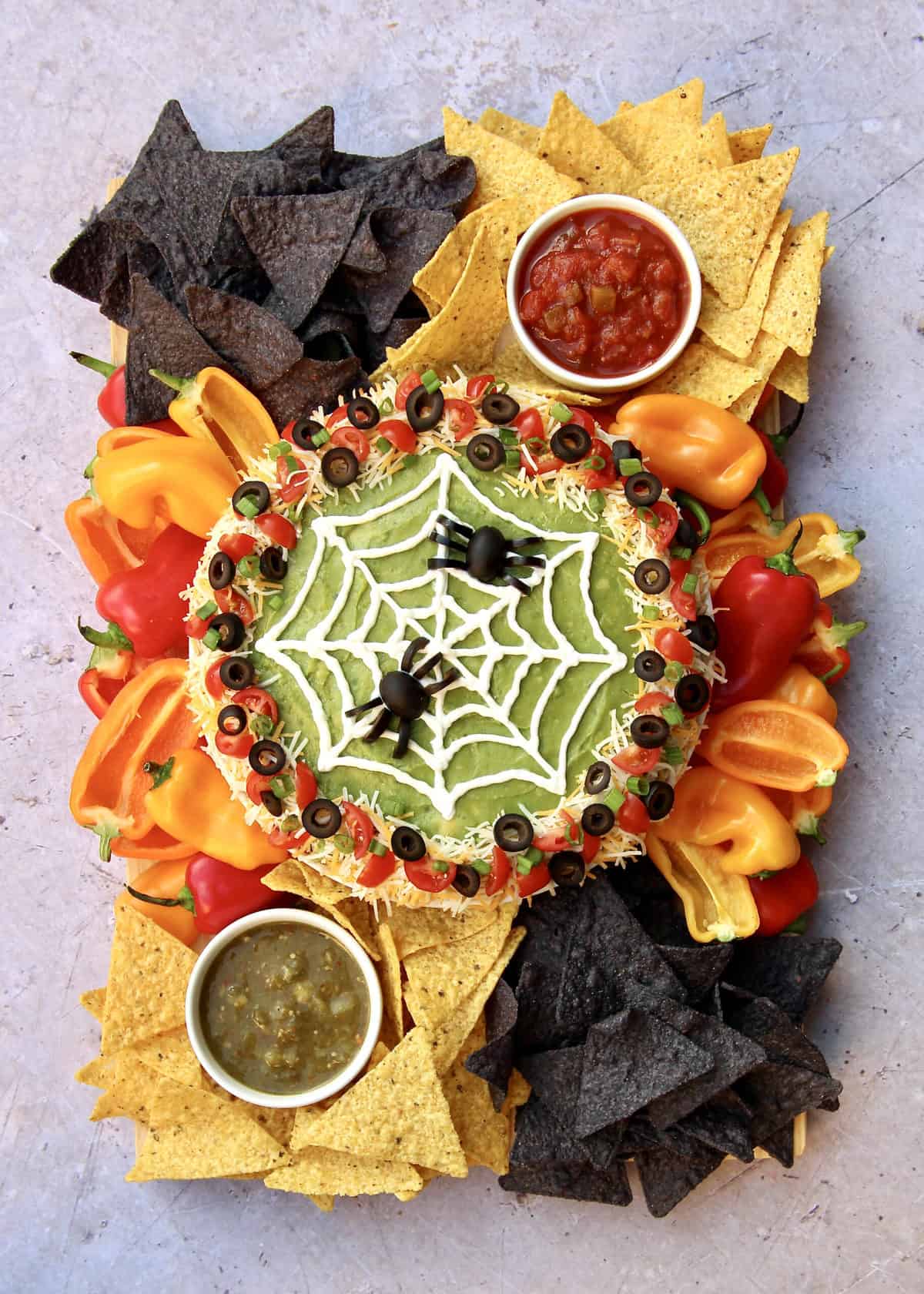 Spider Web Seven Layer Dip by The BakerMama