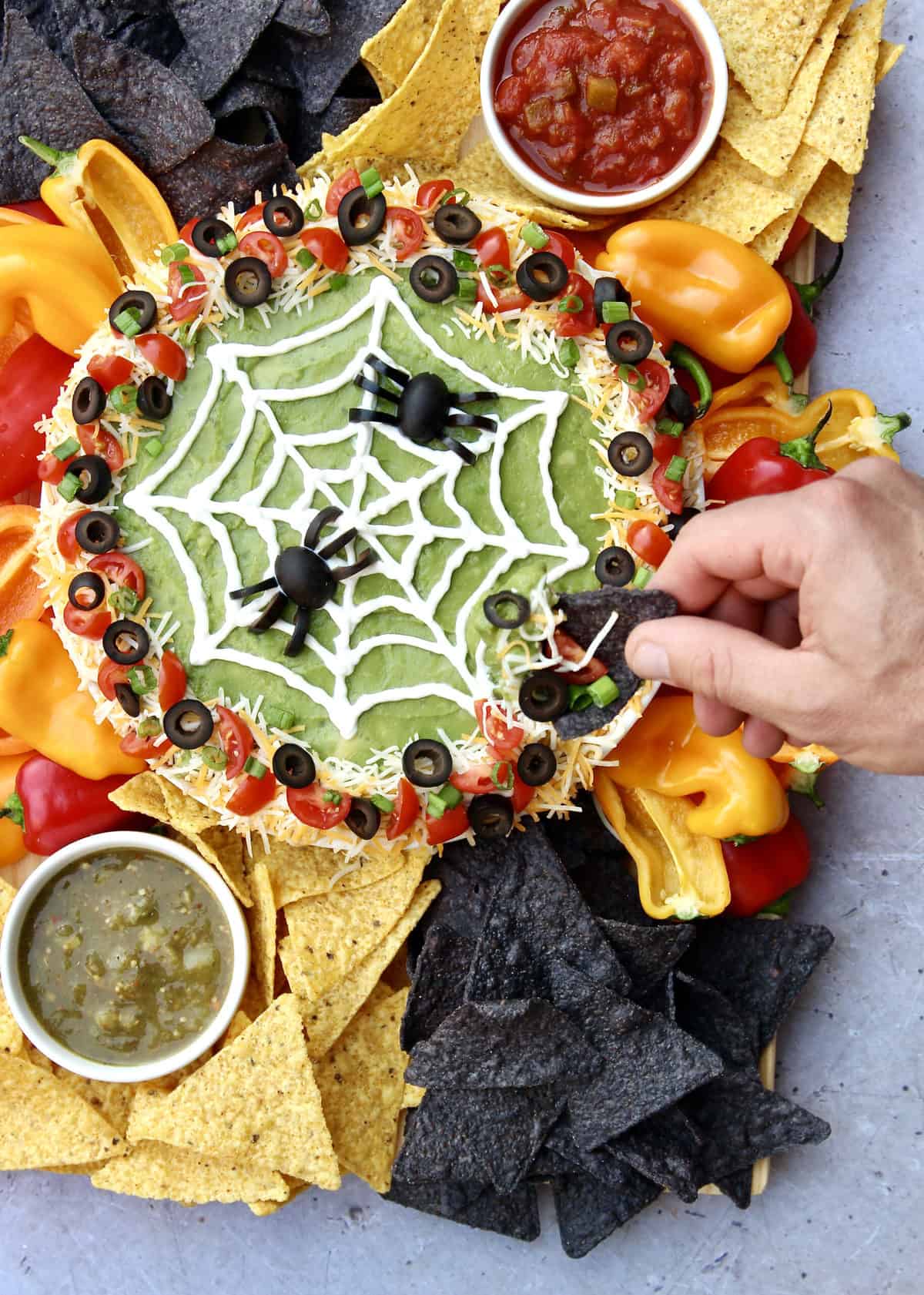 Spiderweb Seven Layer Dip Board - The BakerMama