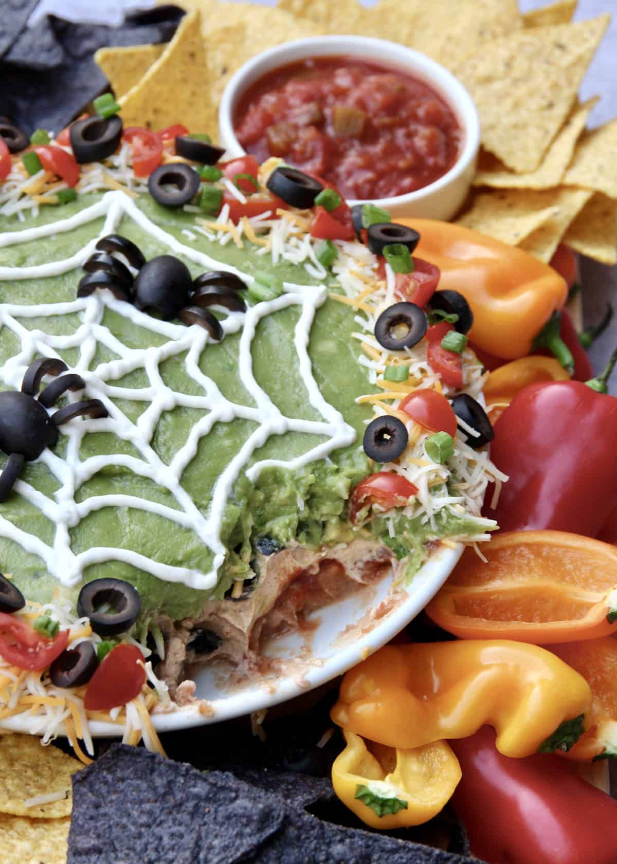 Spider Web Seven Layer Dip by The BakerMama