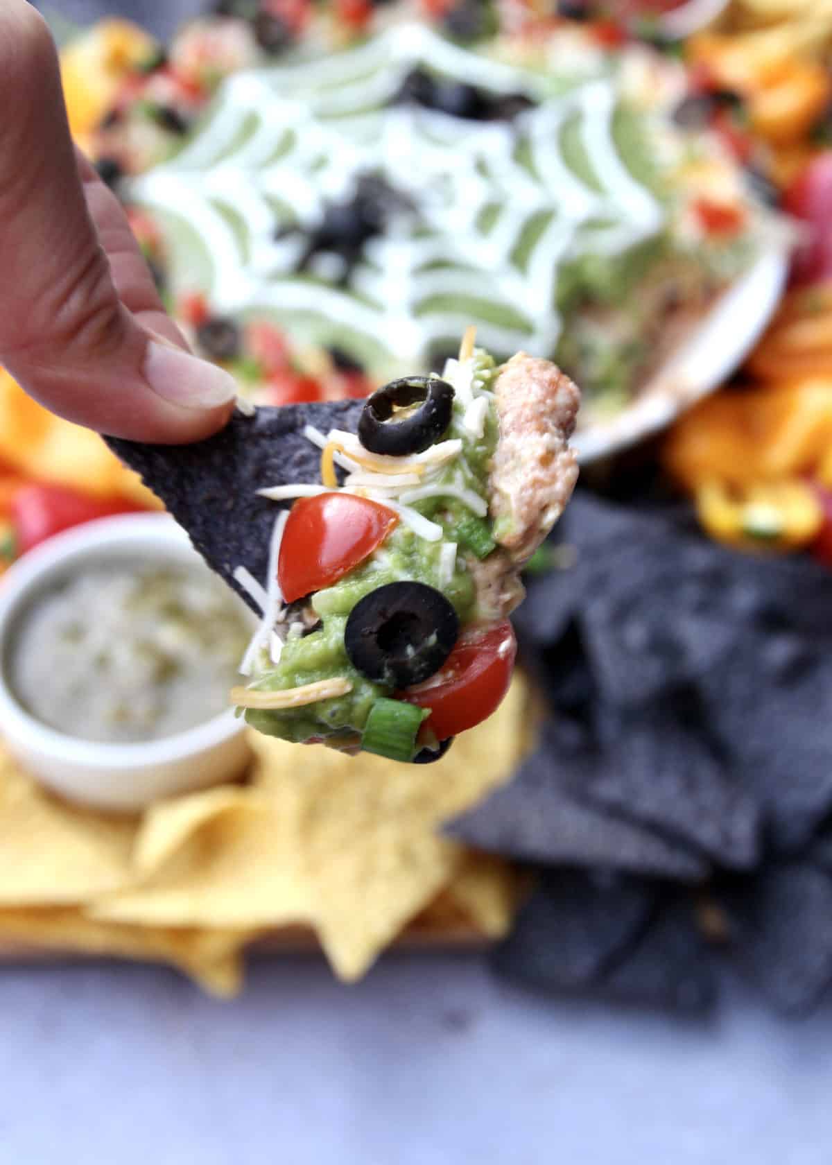 Spider Web Seven Layer Dip by The BakerMama