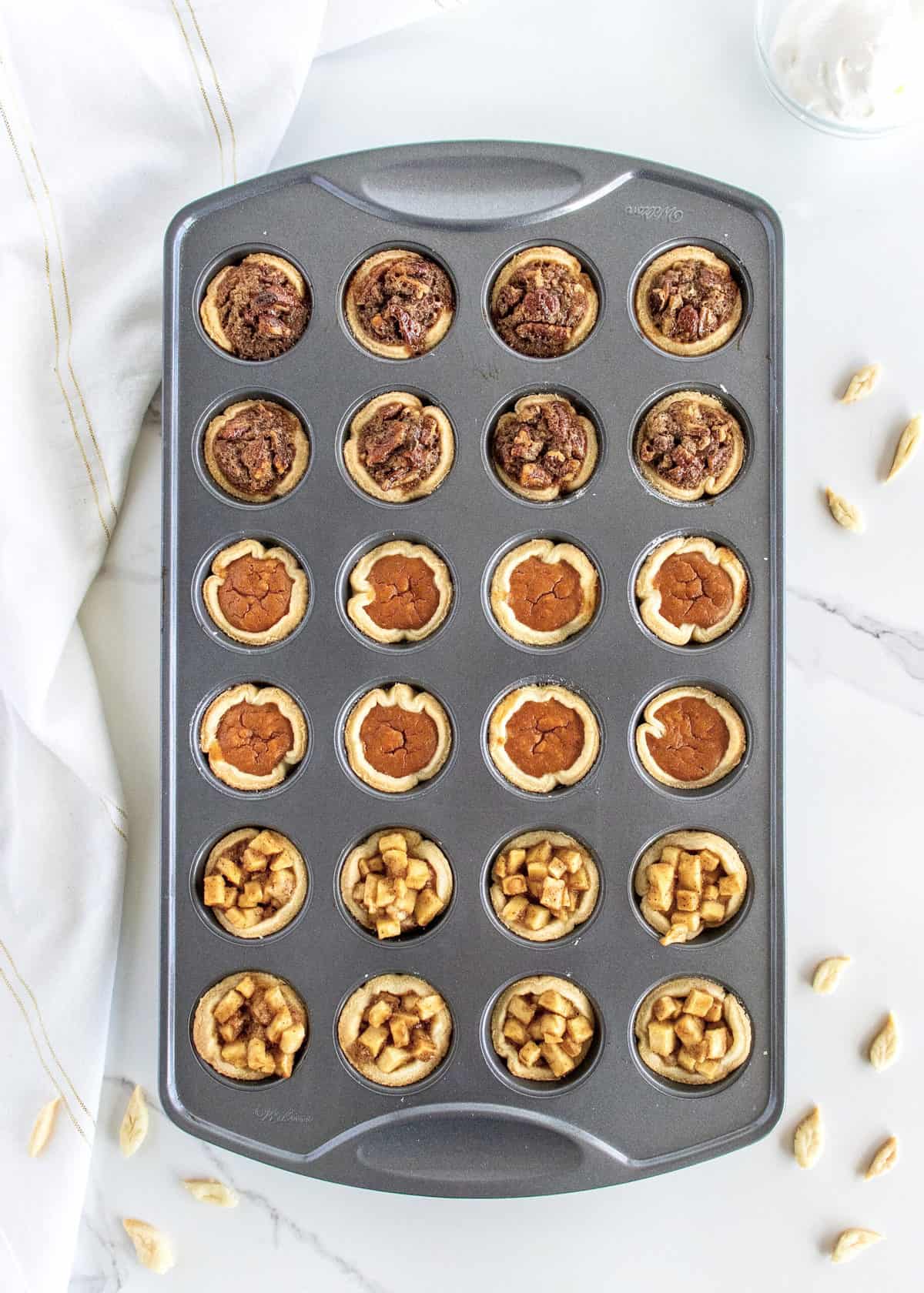 One-Pan Mini Thanksgiving Pies Three Ways by The BakerMama