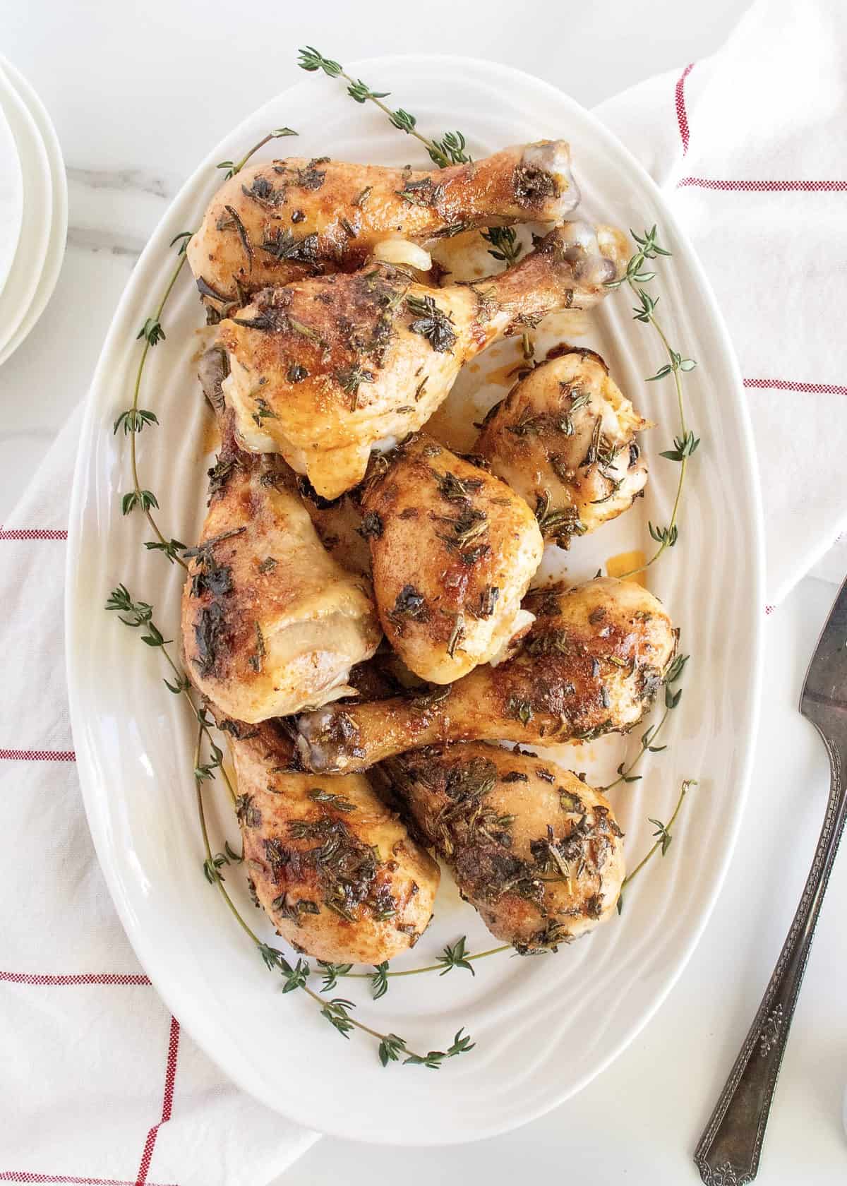 Honey Herb Roasted Chicken Drumsticks by The BakerMama