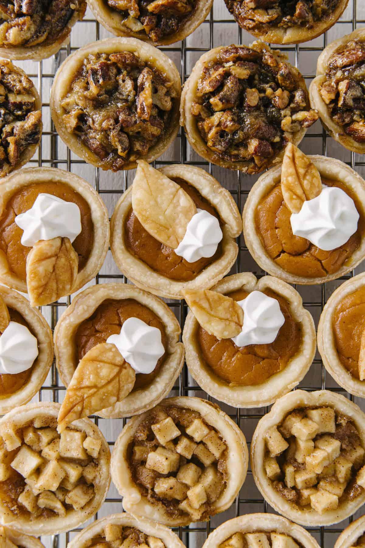 One-Pan Mini Thanksgiving Pies Three Ways by The BakerMama