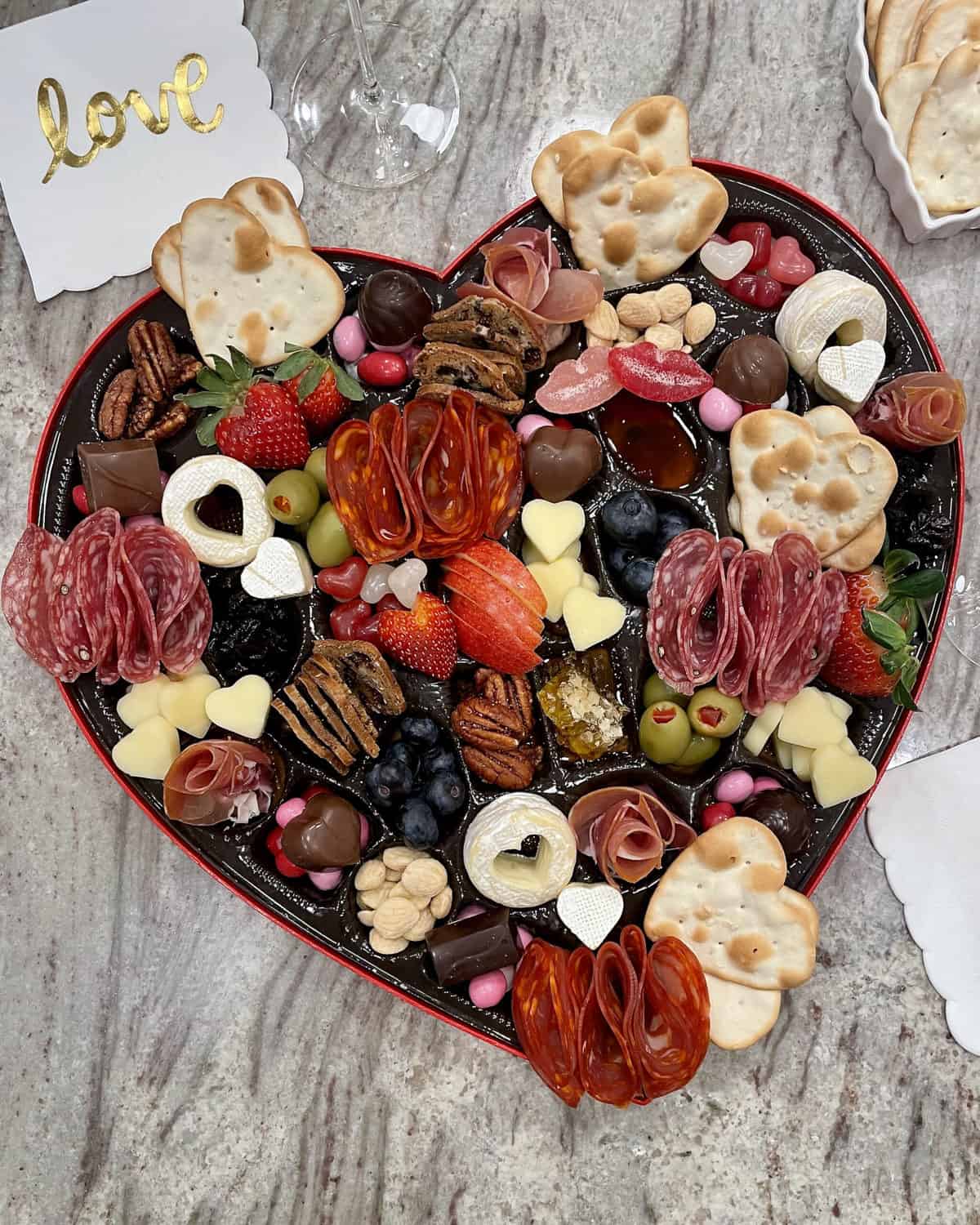 Cheese and Charcuterie Heart Box by The BakerMama