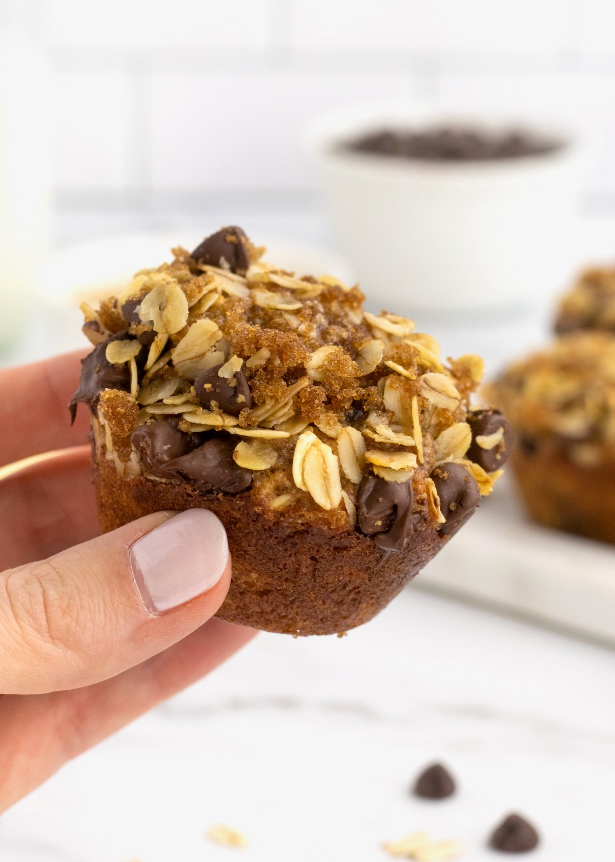 Oatmeal Chocolate Chip Greek Yogurt Muffins by The BakerMama