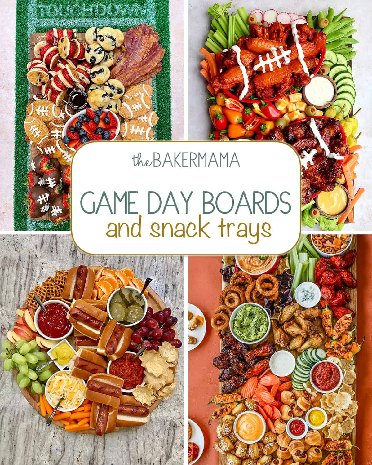 Gameday boards and snack trays.
