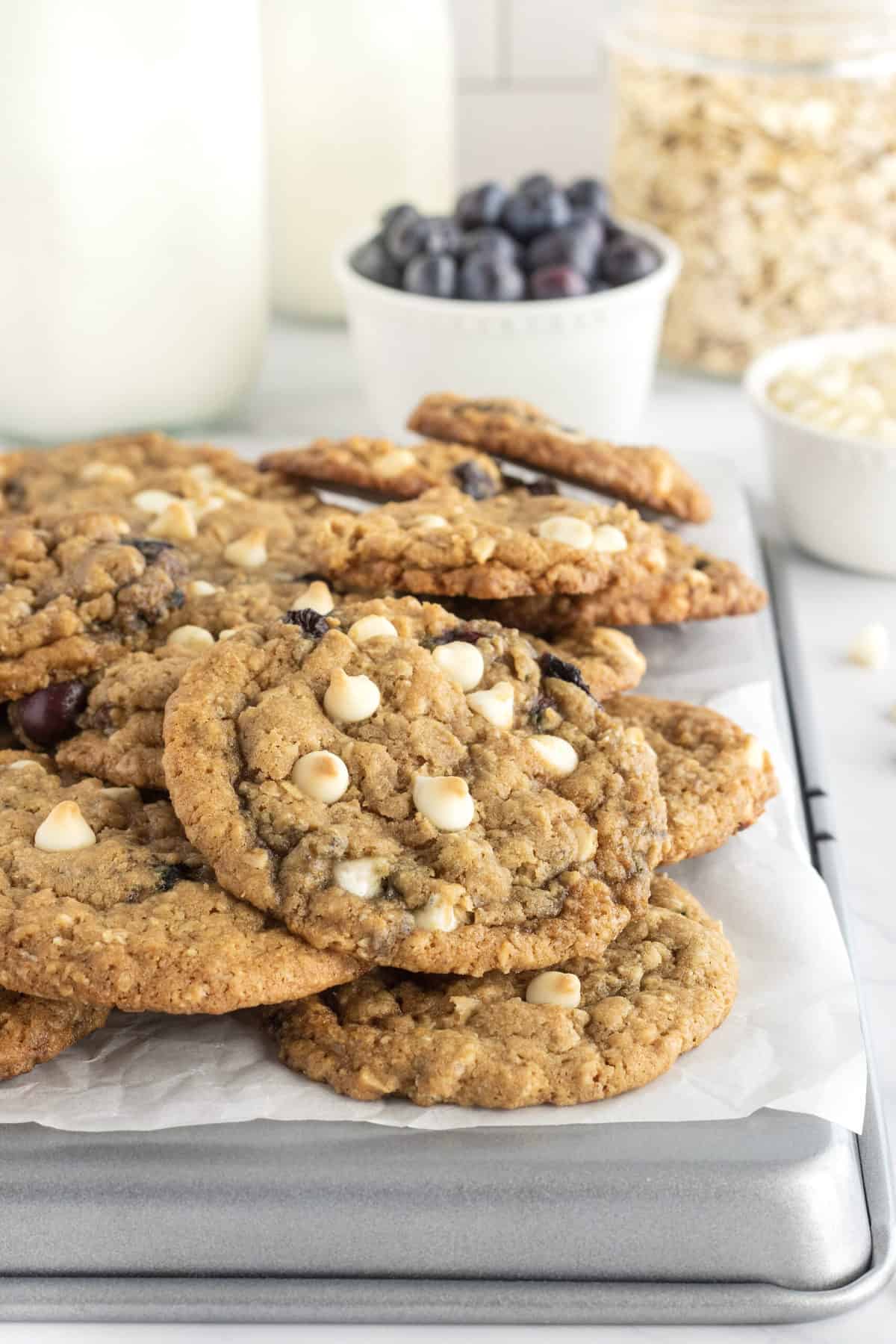 White Chocolate Blueberry Oatmeal Cookies by The BakerMama