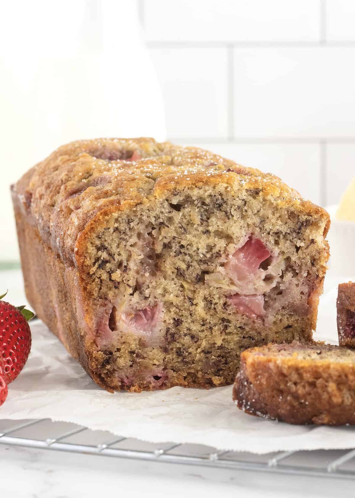 Strawberry Banana Bread by The BakerMama