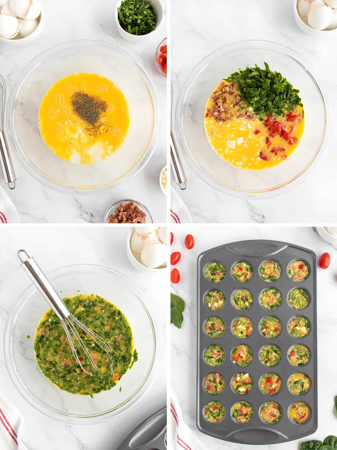 Bacon, Spinach and Tomato Egg Bites The BakerMama