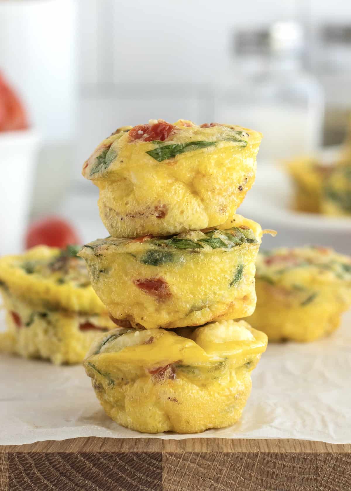 Bacon, Spinach and Tomato Egg Bites The BakerMama