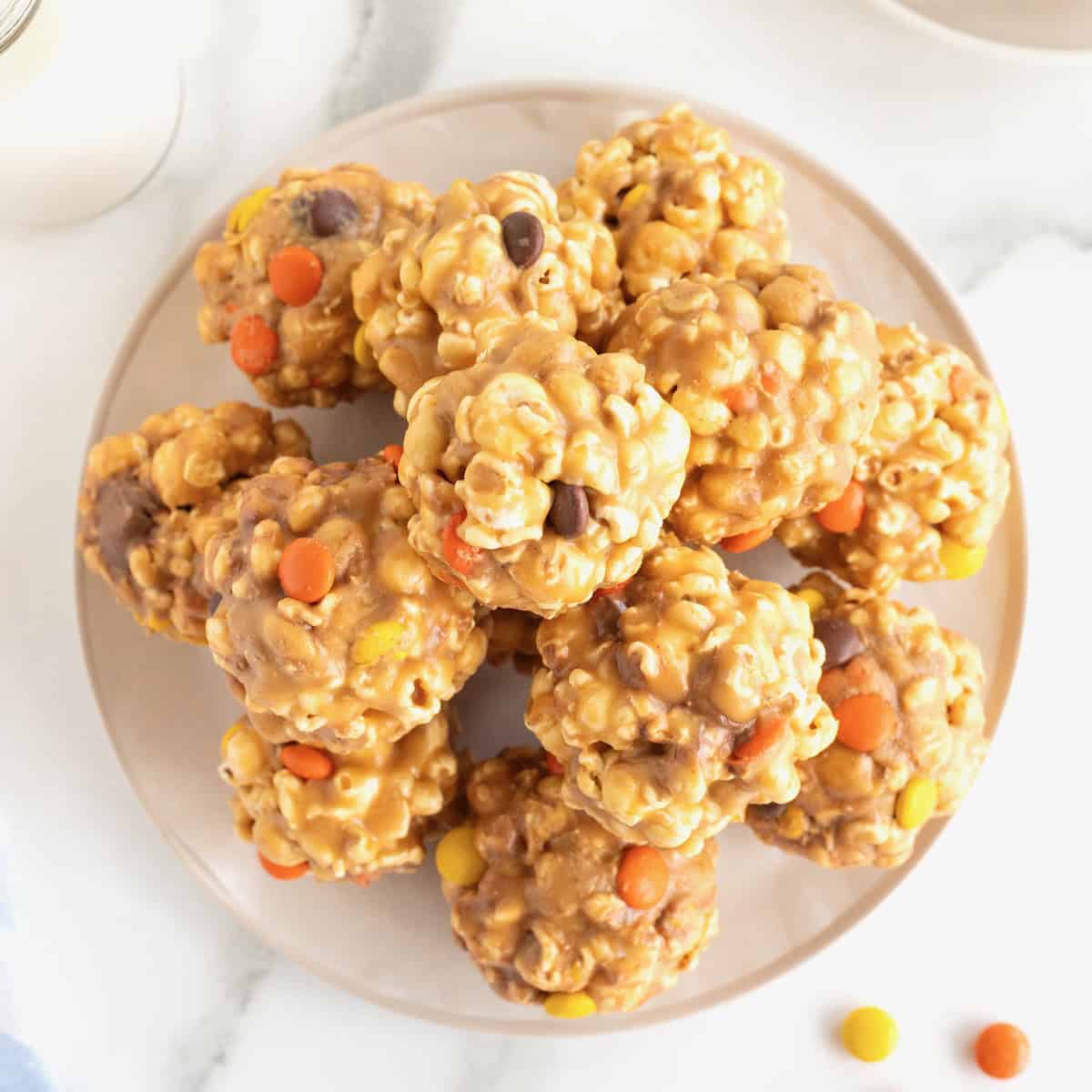 Loaded Peanut Butter Popcorn Balls - The BakerMama