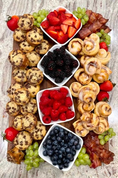 Mini Muffin and Cinnamon Roll Breakfast Board by The BakerMama