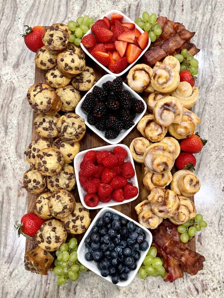 Mini Muffin and Cinnamon Roll Breakfast Board by The BakerMama