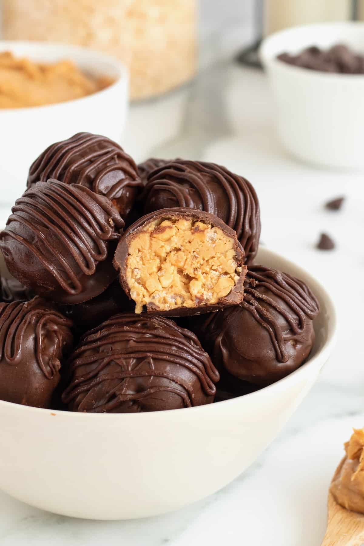 Chocolate Peanut Butter Balls - The BakerMama