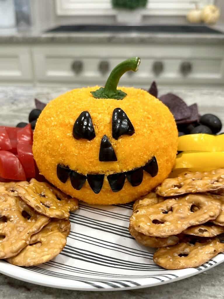 JackO'Lantern Cheese Ball The BakerMama
