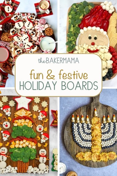 Hot Chocolate Board with Snowmen Scotcheroos, Healthy Santa Snack Board, Kids Christmas Tree Snack Board, Hanukkah snack board