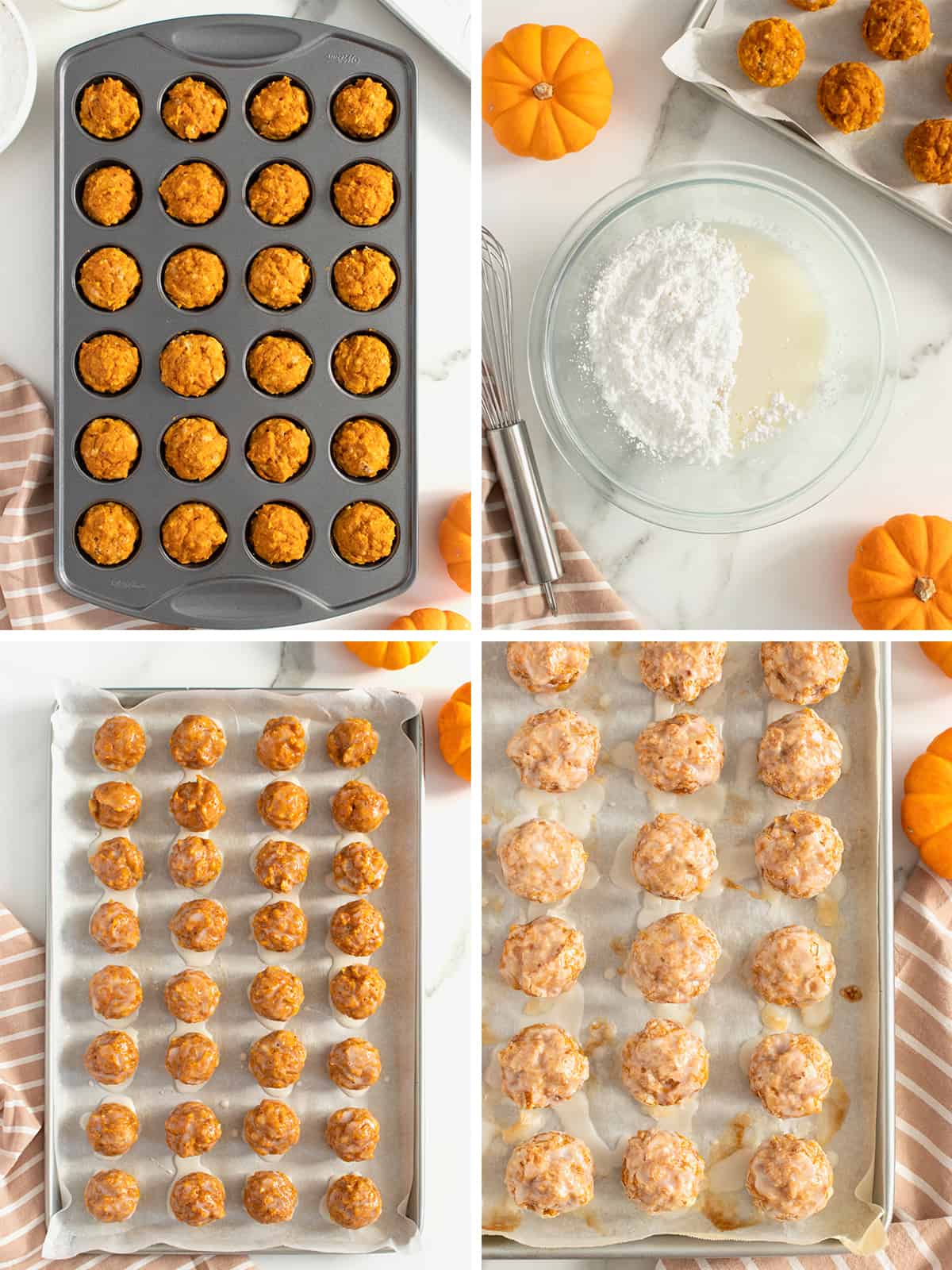 Steps 9-12 How to Make Baked Pumpkin Fritter Bites by The BakerMama