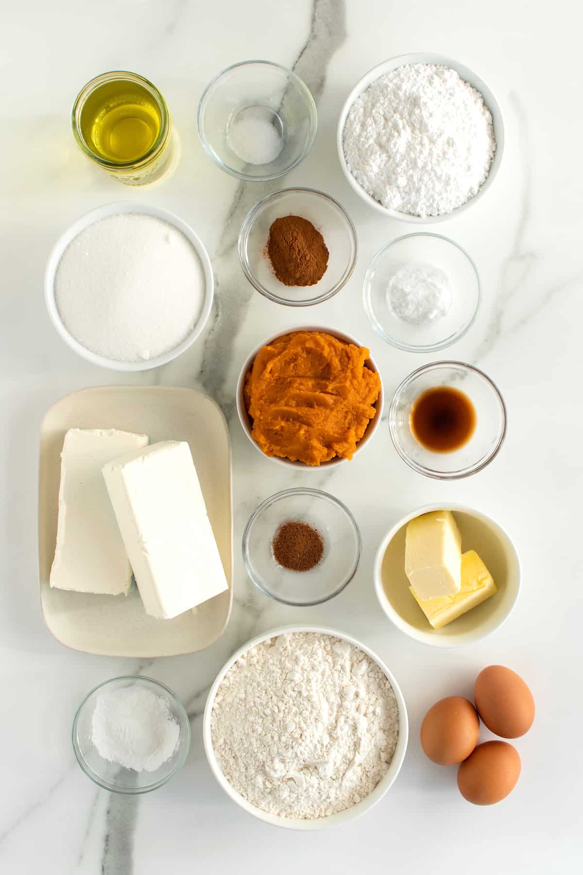 Ingredients for Pumpkin Sheet Cake by The BakerMama