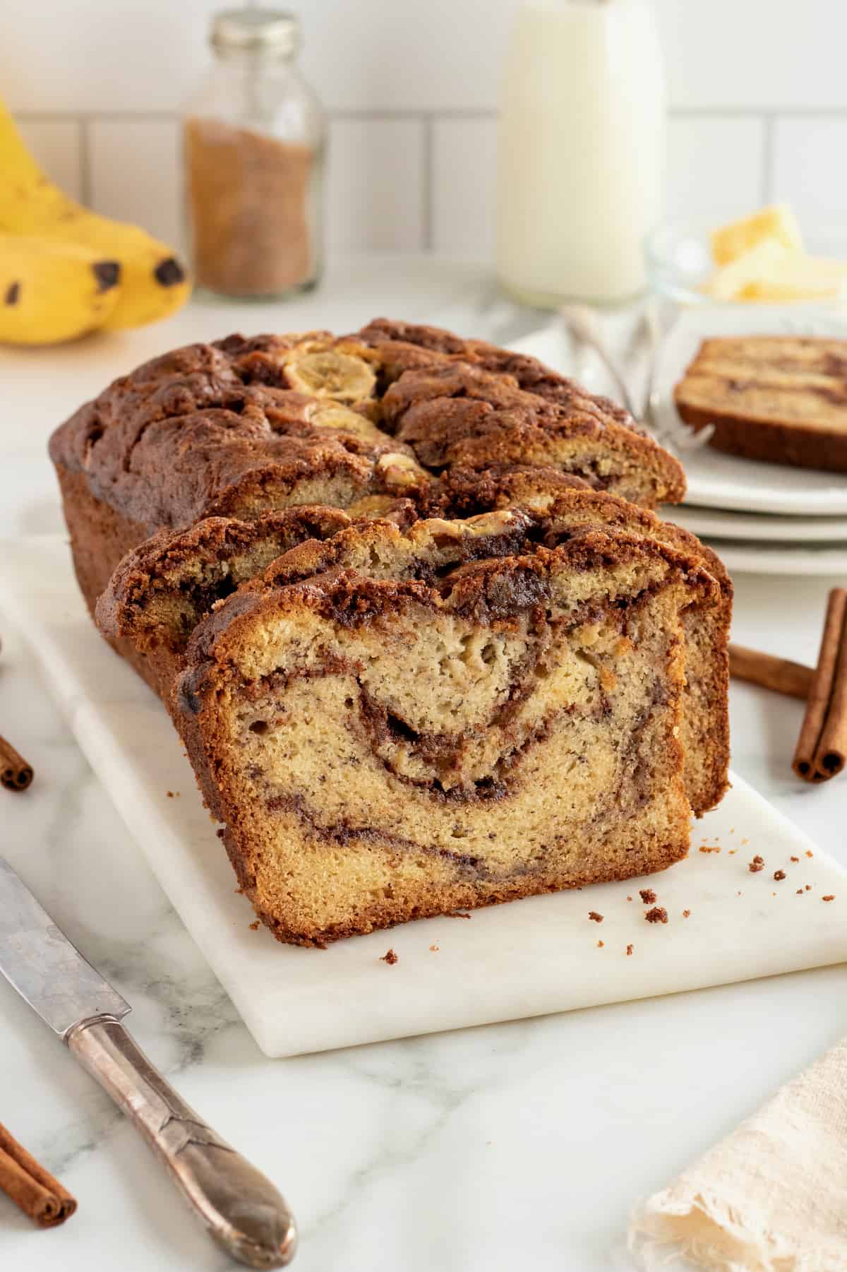 Cinnamon Swirled Banana Bread - The BakerMama