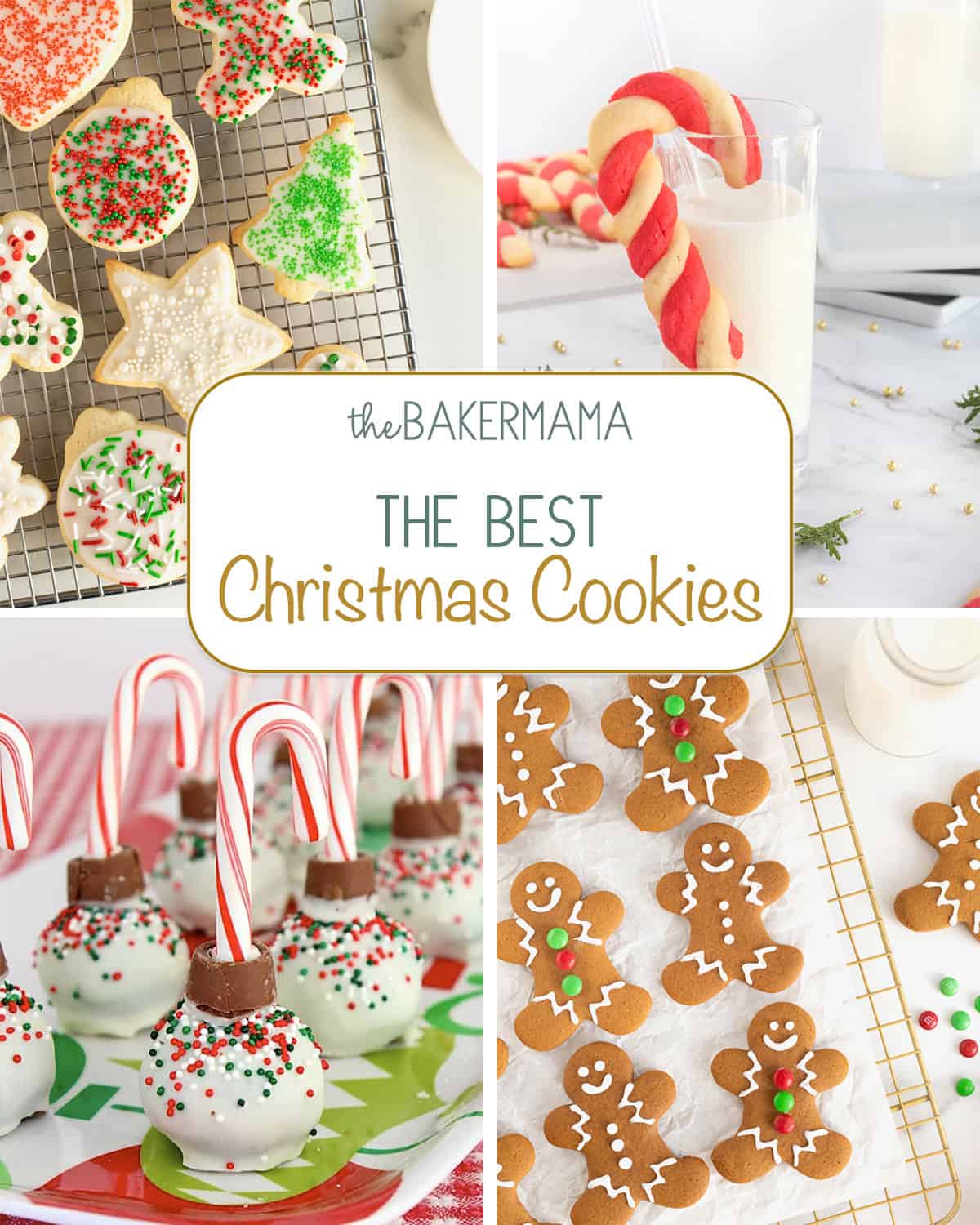 Easy No-Chill Cut Out Sugar Cookies, Candy Cane Cookies, Ornament Brownie Balls, Gingerbread Men Cookies