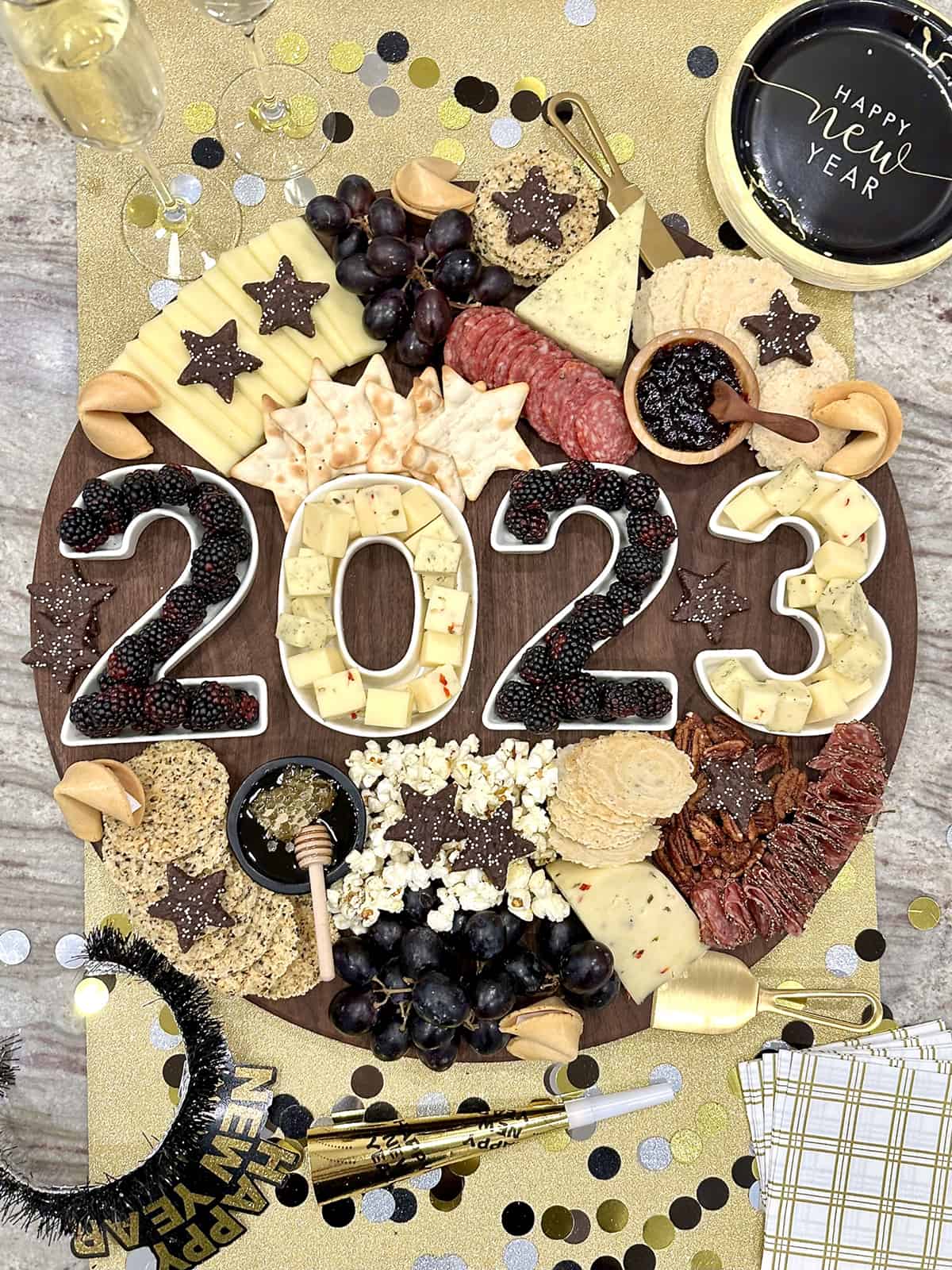 New Year's Eve Cheese Board by The BakerMama