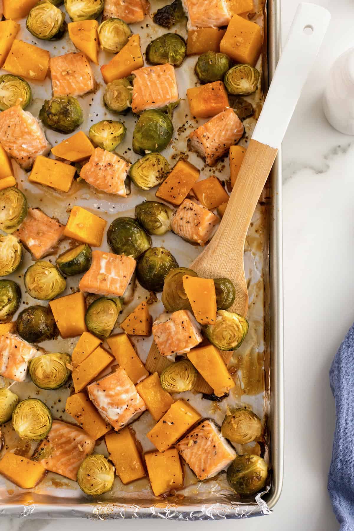 Sheet Pan Salmon Bites with Roasted Vegetables by The BakerMama