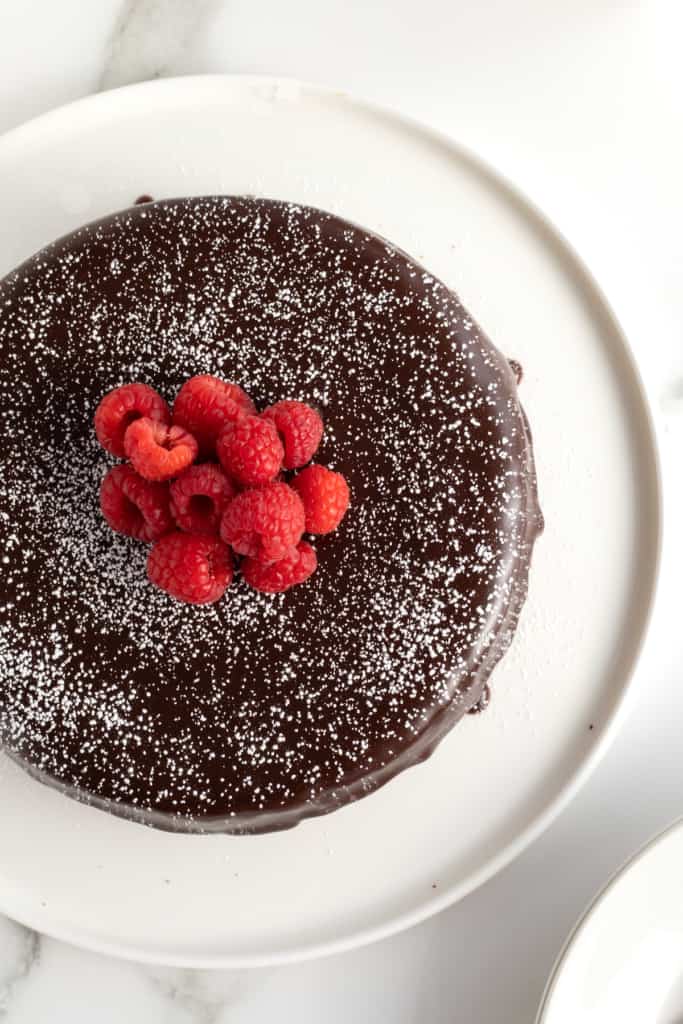 Flourless Chocolate Cake with Chocolate Ganache The BakerMama