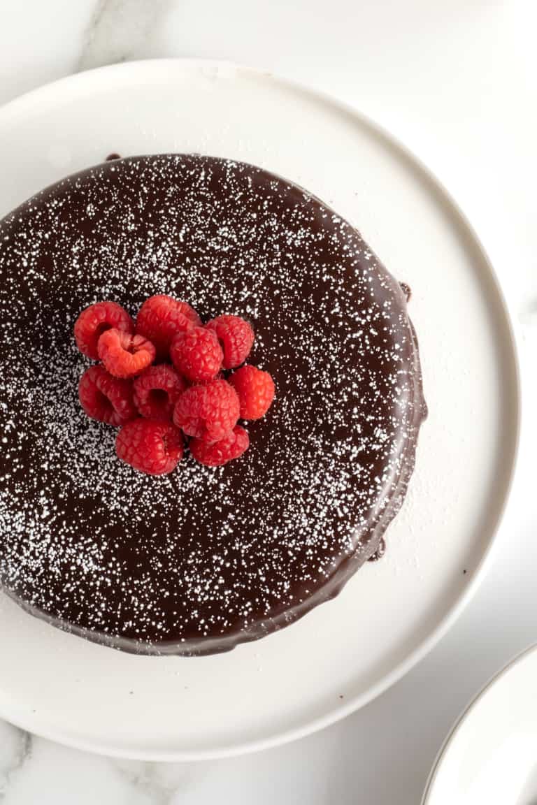 Flourless Chocolate Cake with Chocolate Ganache The BakerMama