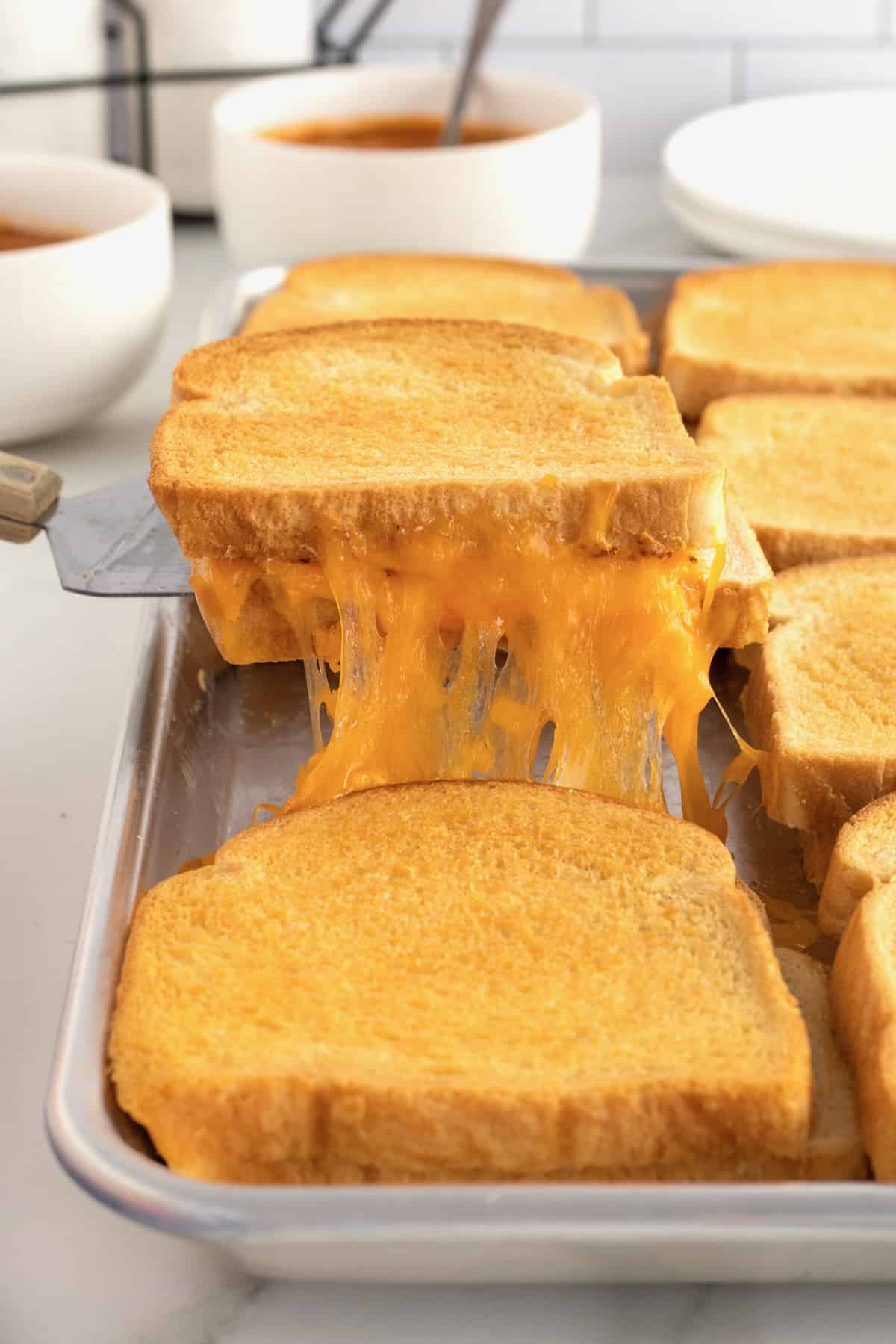 Sheet Pan Grilled Cheese Sandwiches Recipe - Dinner, then Dessert