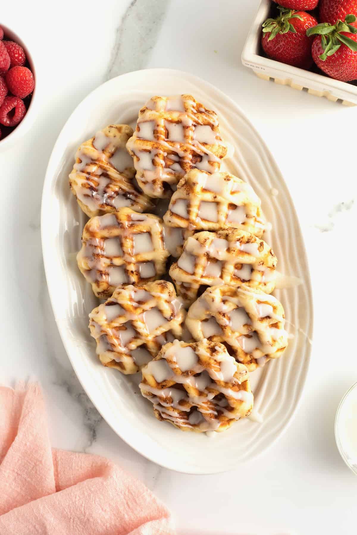 Mini Cinnamon Roll Waffles (+Video) - The Country Cook