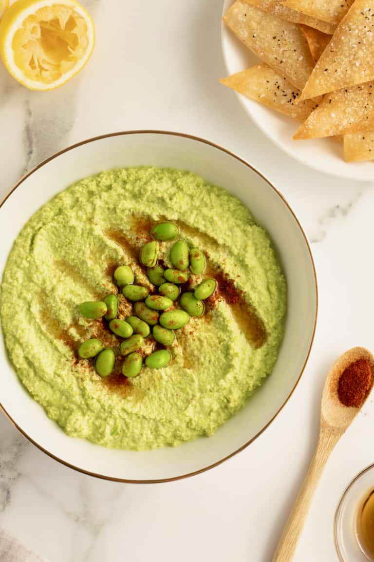 Creamy Edamame Hummus Dip The BakerMama