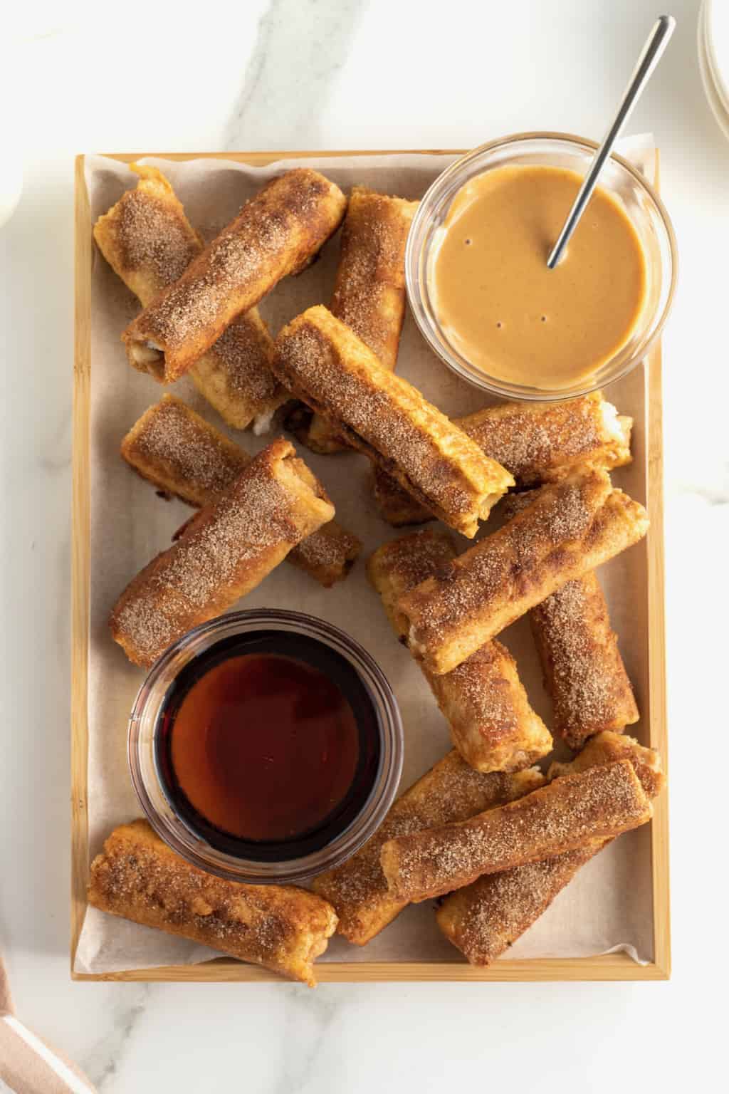 Peanut Butter Banana French Toast Roll Ups The BakerMama