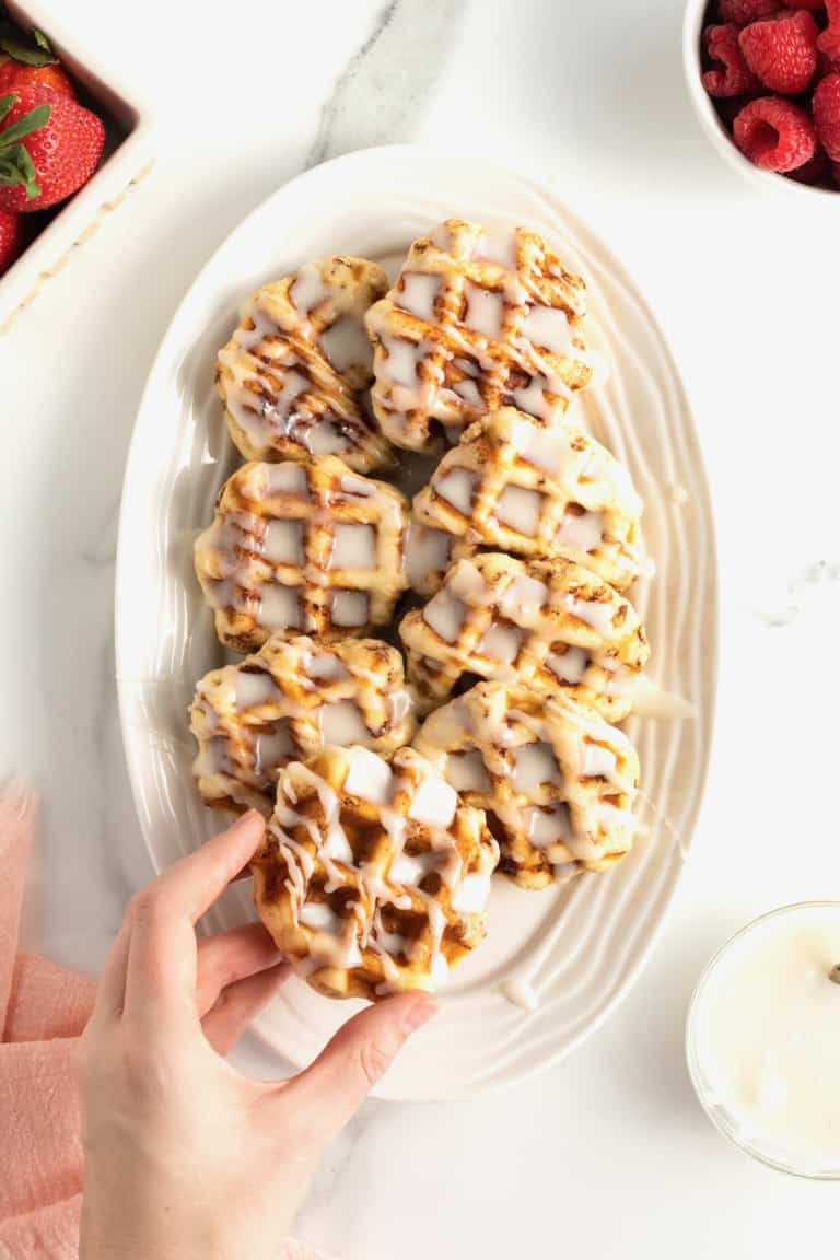 Canned Cinnamon Roll Waffles The BakerMama
