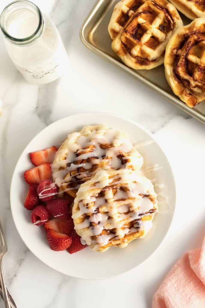 Canned Cinnamon Roll Waffles The BakerMama