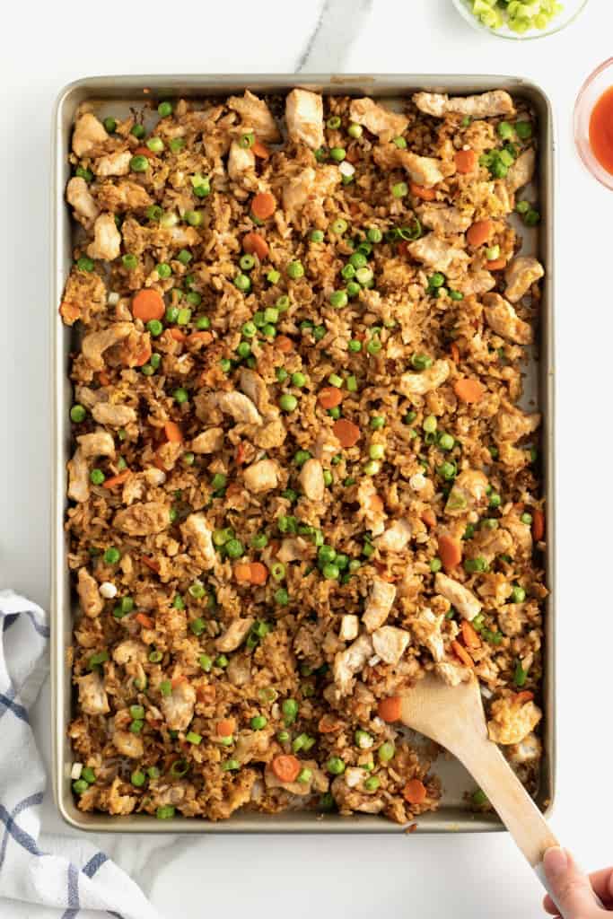 Sheet Pan Chicken Fried Rice All American Holiday