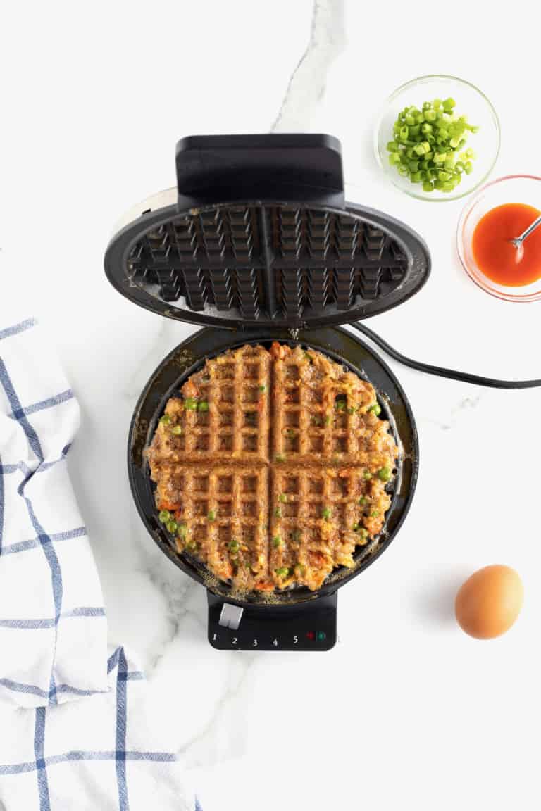 Leftover Fried Rice Waffle - The BakerMama