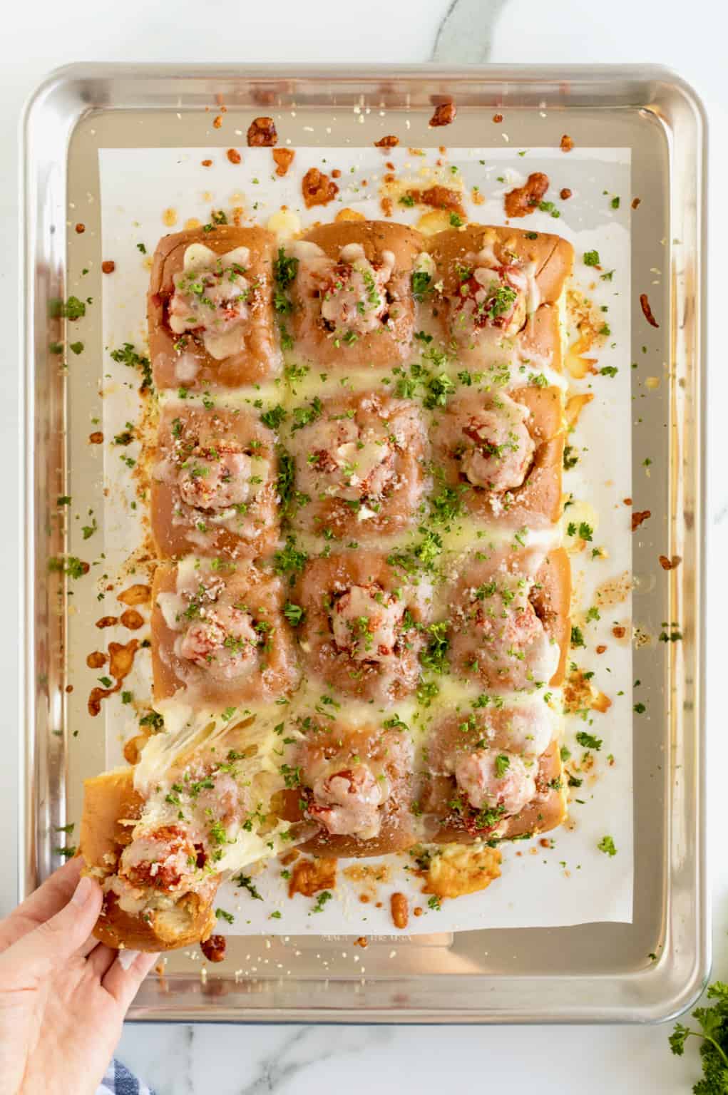 Meatball Stuffed Garlic Rolls The BakerMama