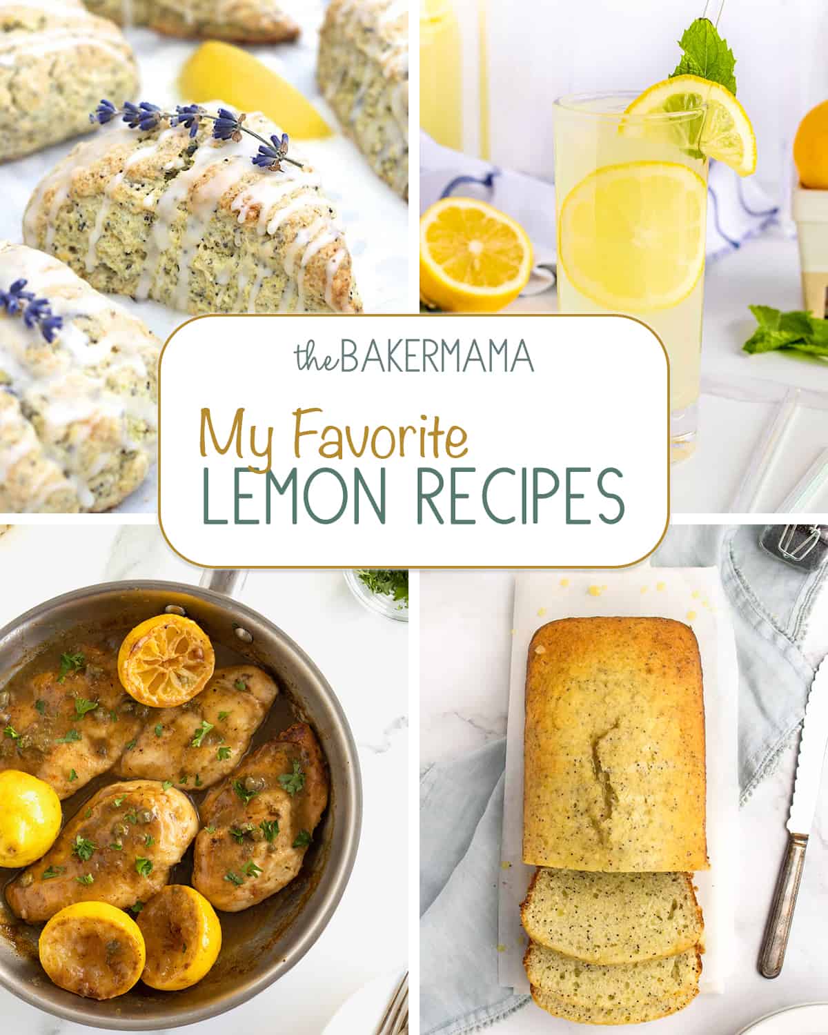 Lemon Lavender Poppy Seed Scones, Fresh Mint Lemonade, Skillet Chicken Piccata, Lemon Poppy Seed Bread