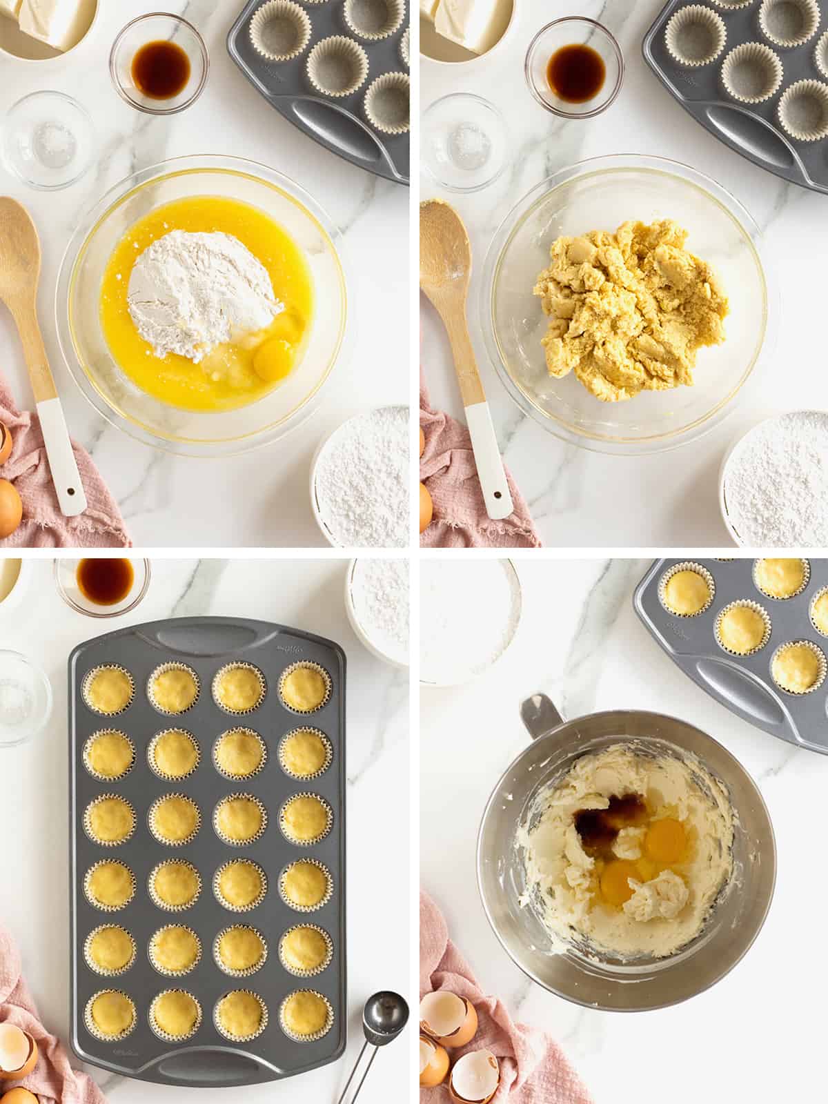 Steps to make butter cake bites.