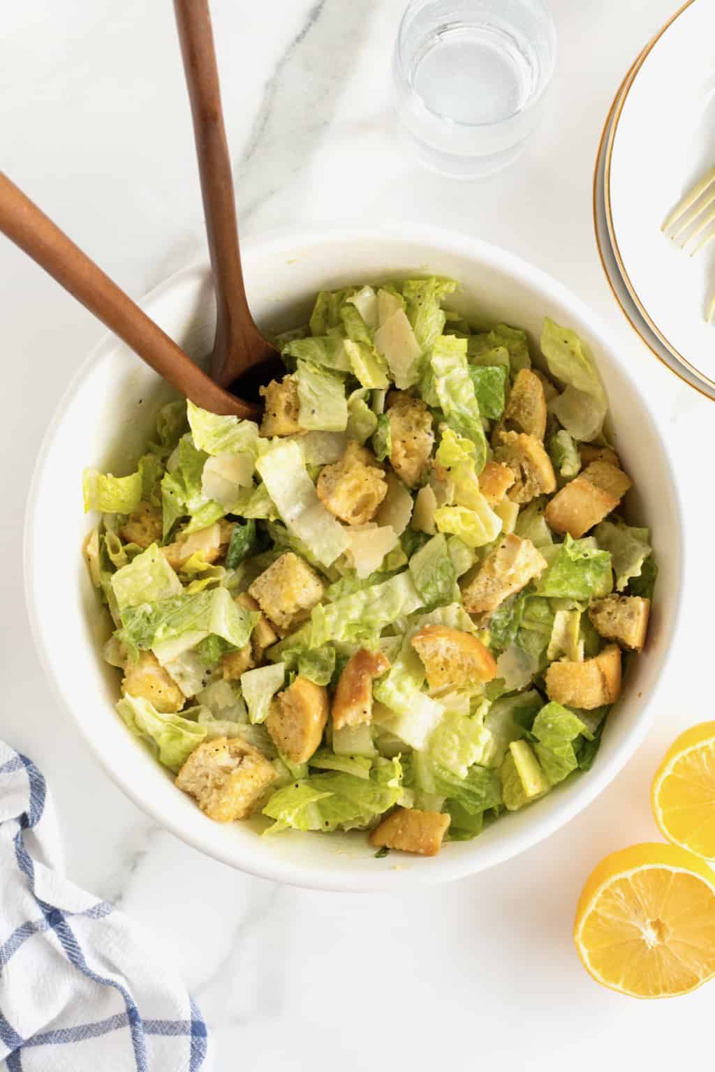Chopped Caesar Salad with Homemade Croutons The BakerMama